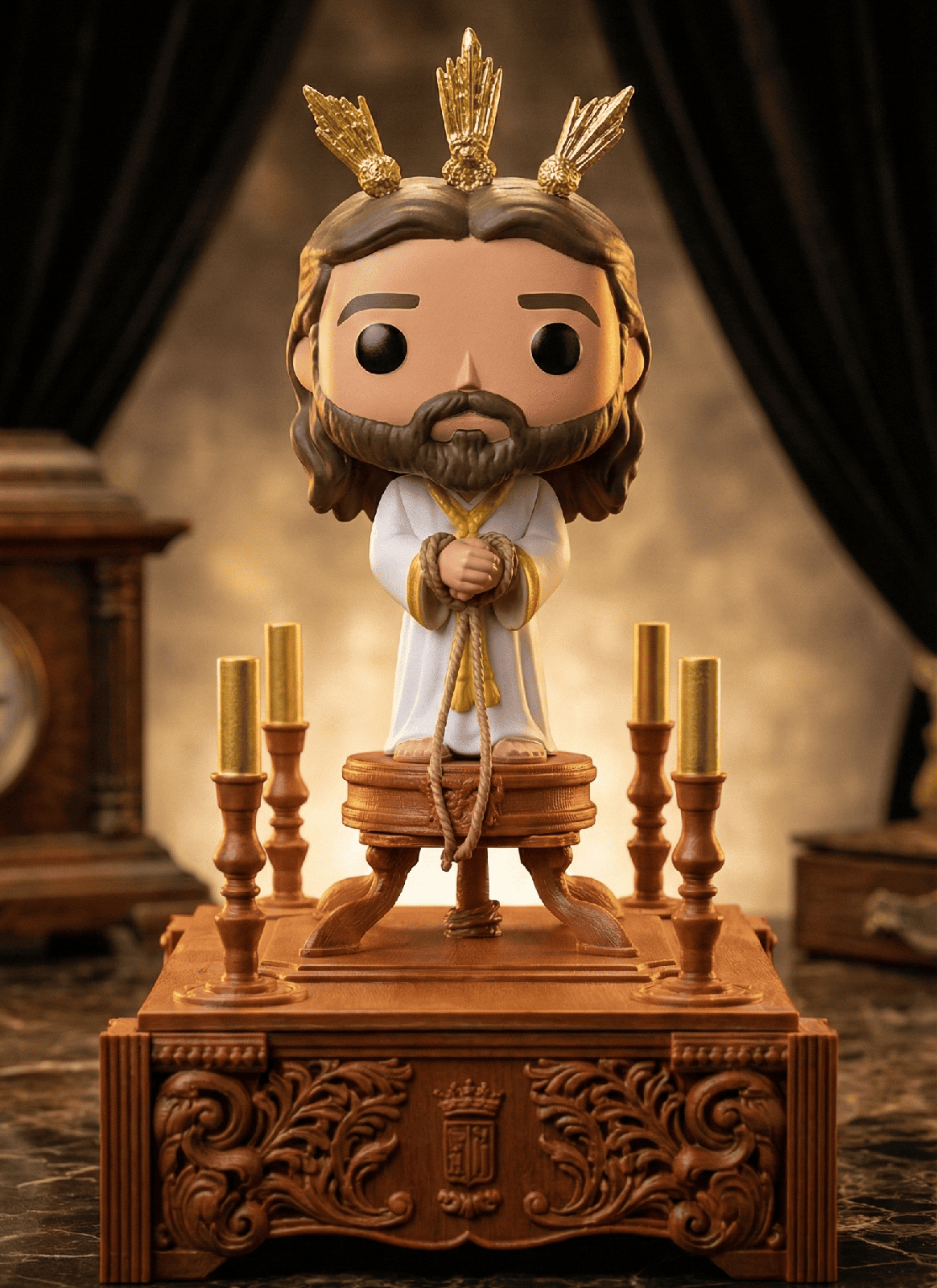 Figura del Cristo Cautivo estilo Funko impresa en 3D