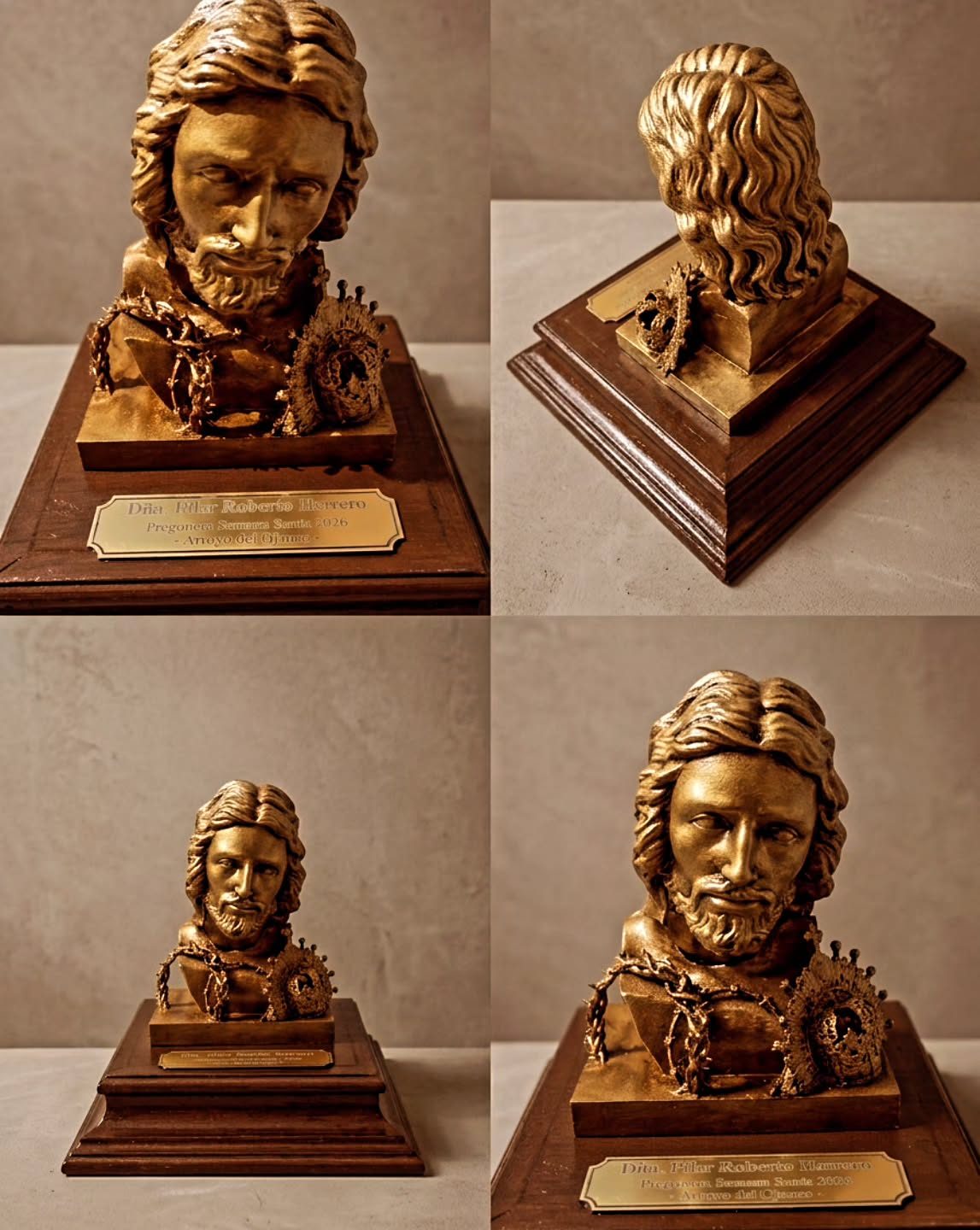 Trofeo para pregonera de Semana Santa de Arroyo del Ojanco, Jaén